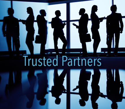 Silhouette of partners all talking together